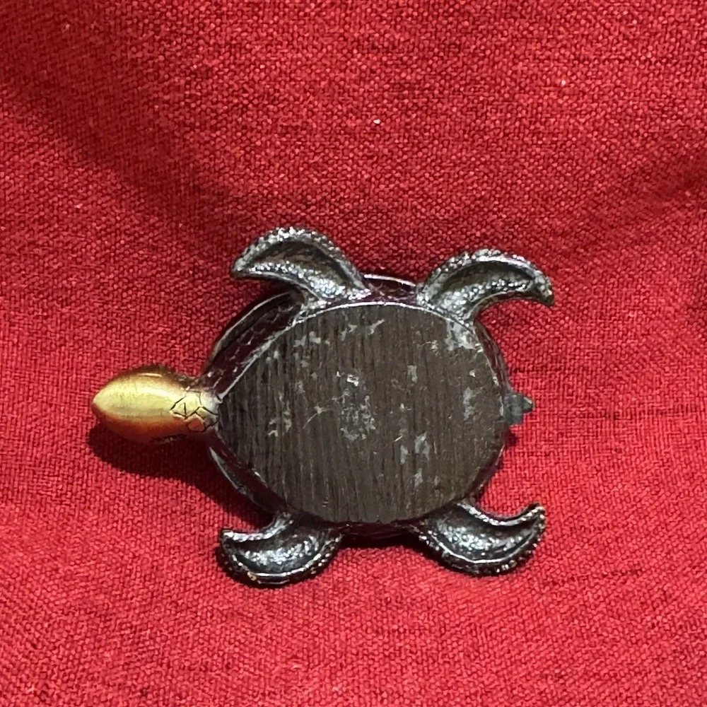 Rhinestone Turtle Trinket Box Enameled Magnetic Closure Tortoise Jeweled Brassy